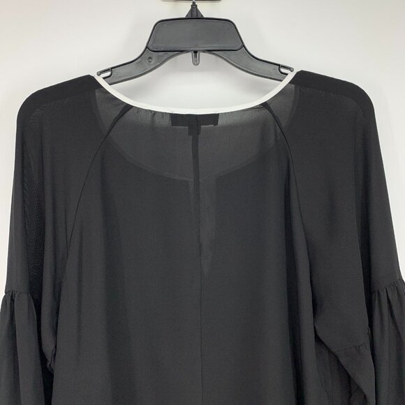 Studio Badgley Mischka Top Black Long Sleeve Sheer Tie Neck - Picture 7 of 9